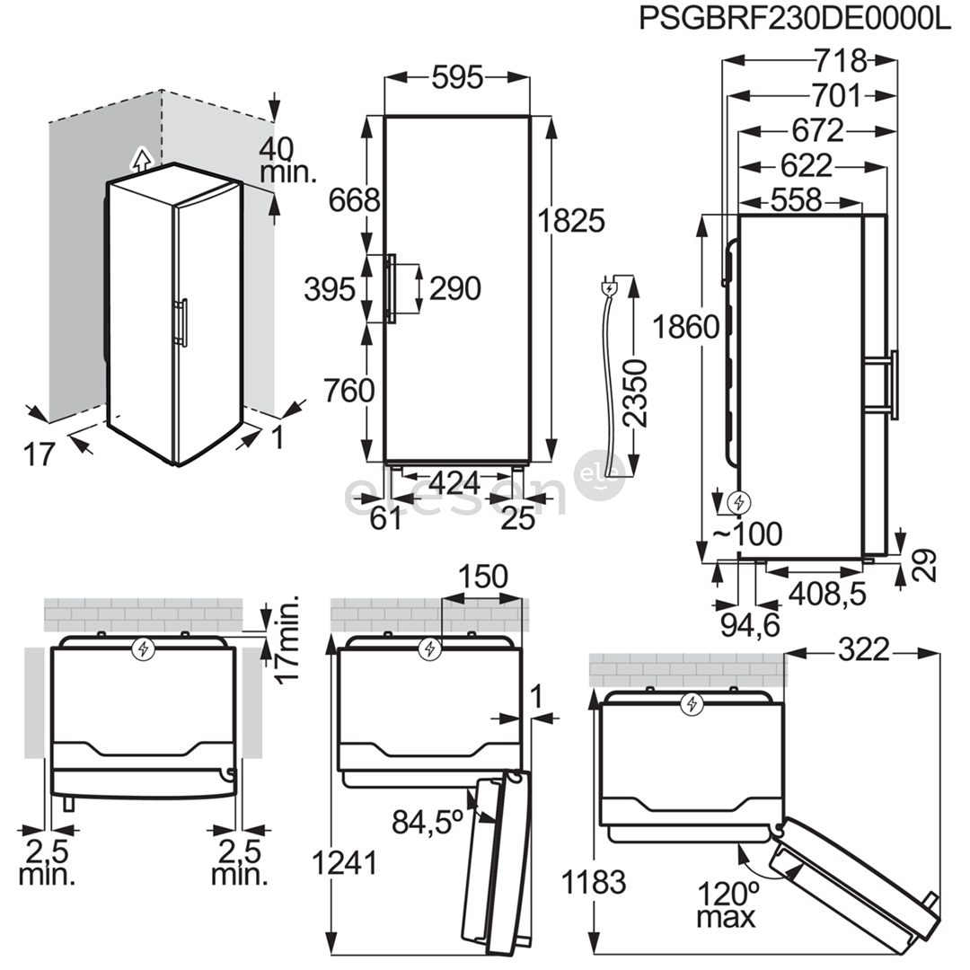 Electrolux 600 Series DynamicAir, 395 L, aukštis 186 cm, baltas - Šaldytuvas