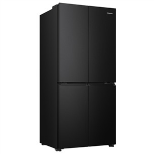 Hisense, Cross Door, No Frost, 483 L, aukštis 179 cm, juodas - SBS šaldytuvas
