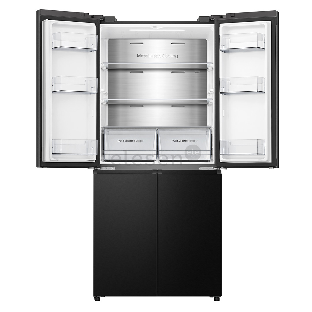 Hisense, Cross Door, No Frost, 483 L, aukštis 179 cm, juodas - SBS šaldytuvas