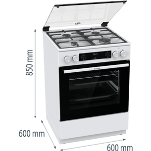 Gorenje, 71 L, width 60 cm, white - Gas cooker with electric oven Item - GKS6C70WF