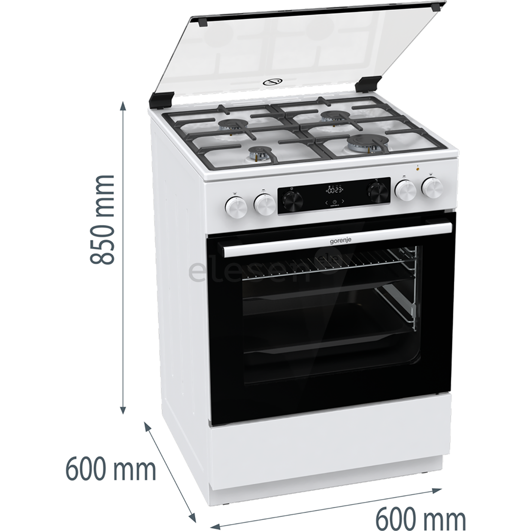 Gorenje, 71 L, width 60 cm, white - Gas cooker with electric oven Item - GKS6C70WF