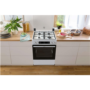 Gorenje, 71 L, width 60 cm, white - Gas cooker with electric oven Item - GKS6C70WF