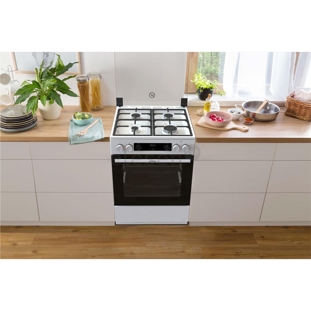 Gorenje, 71 L, width 60 cm, white - Gas cooker with electric oven Item - GKS6C70WF