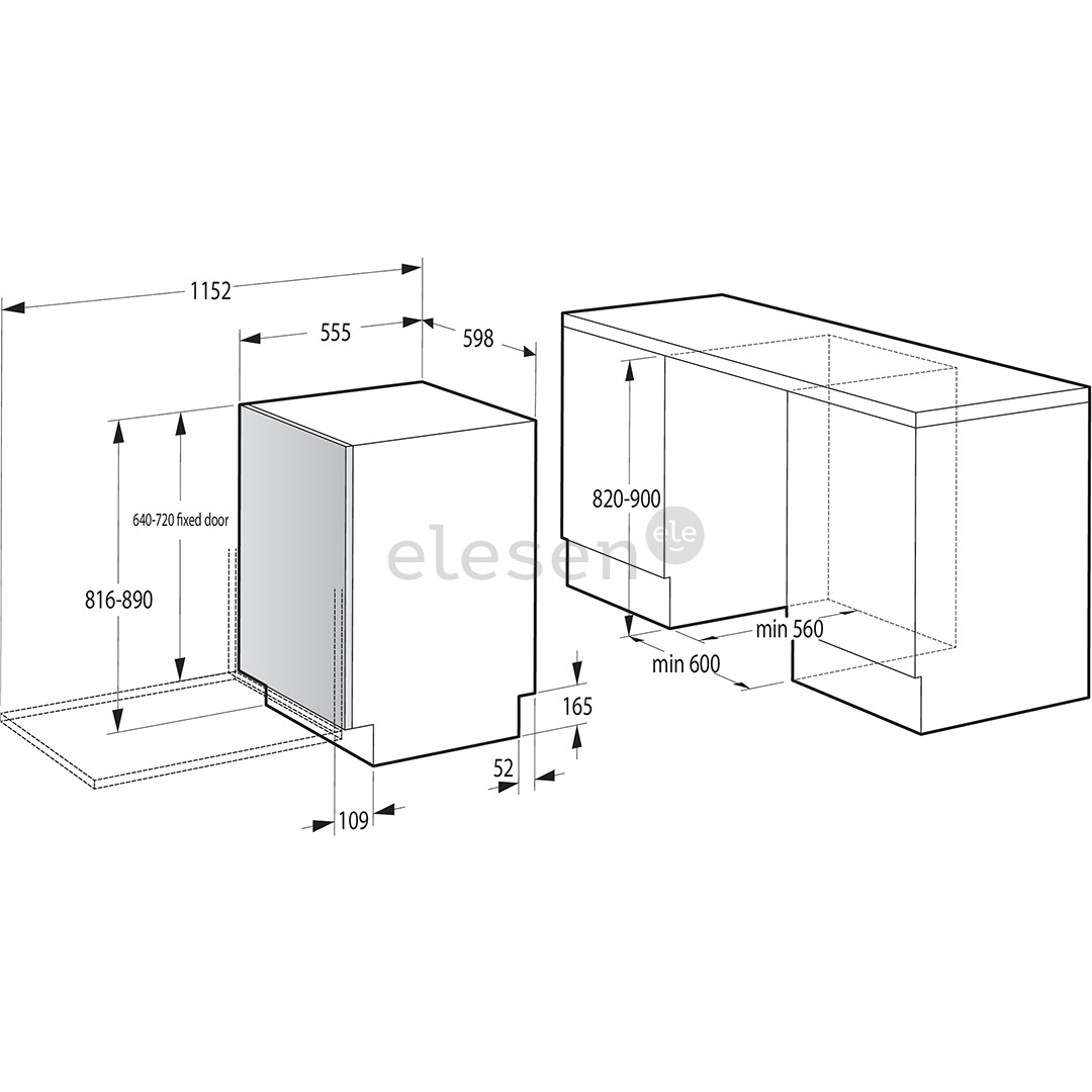 Hisense, 16 комплектов посуды - Интегрируемая посудомоечная машина