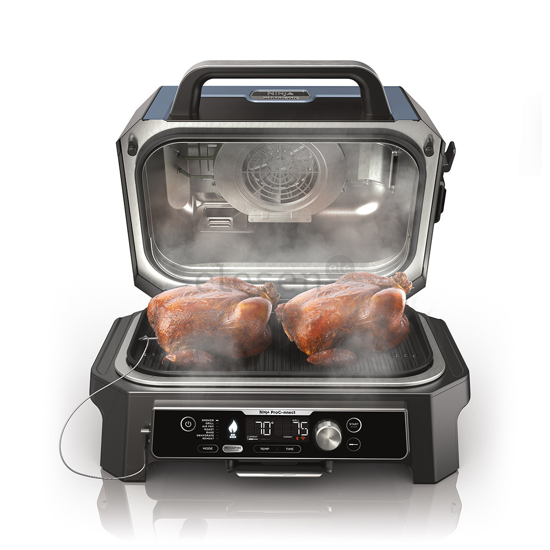 Ninja Woodfire Pro Connect XL, blue/black - Electric BBQ Grill & Smoker