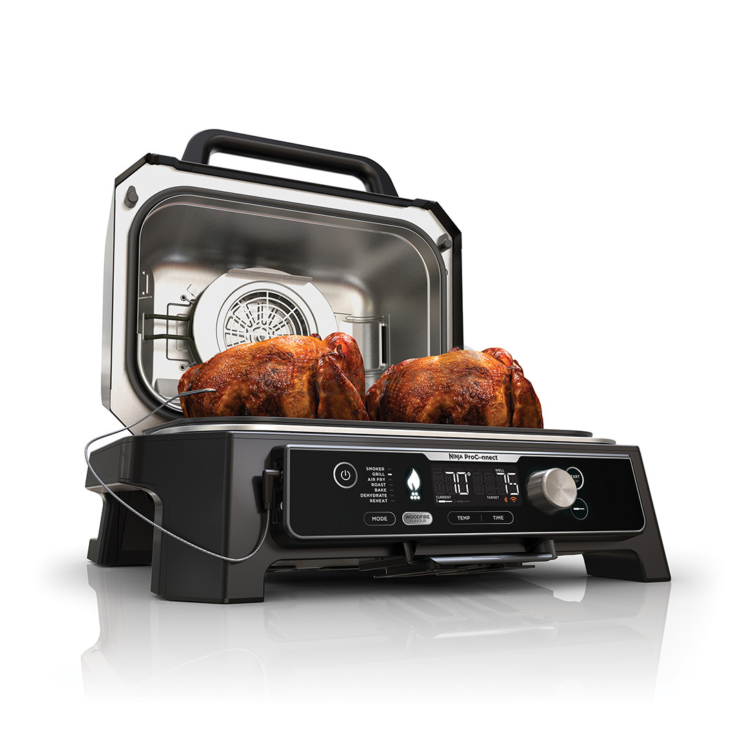 Ninja Woodfire Pro Connect XL, blue/black - Electric BBQ Grill & Smoker