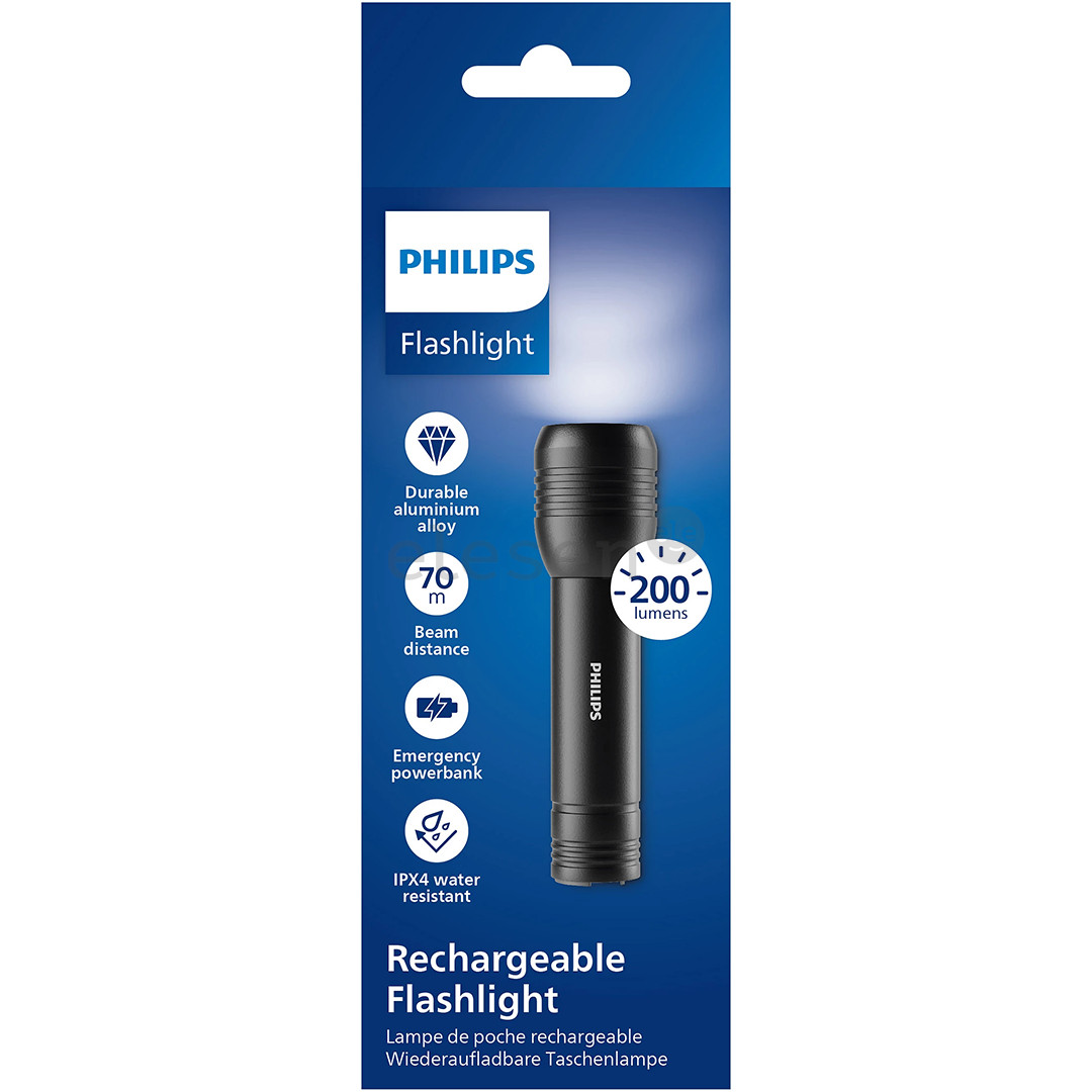 Philips Torch, 200 лм, черный - Фонарик