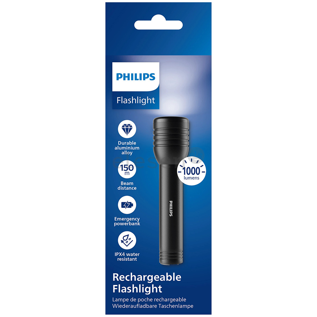 Philips Torch, 1000 лм, черный - Фонарик