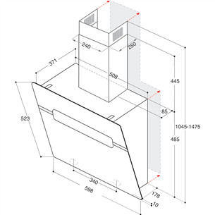 Whirlpool, 740 mᶾ/h, width 60 cm, black - Cooker hood