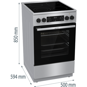 Elektrinė viryklė su elektrine orkaite Gorenje GECS5C70XA, 70 L, plotis 50 cm, plieno