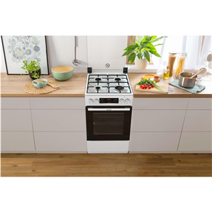 Dujinė viryklė su elektrine orkaite Gorenje GK5C41WJ, 62 L, plotis 50 cm, balta
