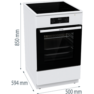 Indukcinė viryklė su elektrine orkaite Gorenje GEIT5C60WPG, 70 L, plotis 50 cm, balta