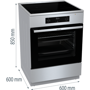 Indukcinė viryklė su elektrine orkaite Gorenje GEIT6C60XPG, 71 L, plotis 60 cm, plieno