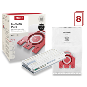 Dulkių siurblio maišeliai + HEPA filtras Miele FJM Allergy XL HyClean Pure 12498190, 8 vnt.
