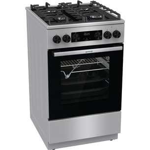 Gorenje, 70 л, нерж. сталь - Отдельностоящая газовая плита с электрической духовкой Товар - GK5C65XV