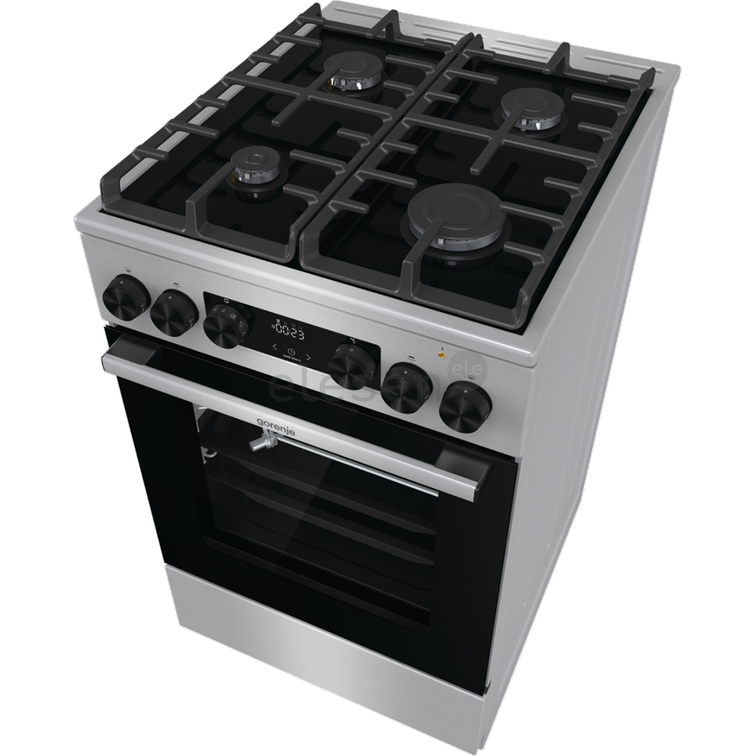 Gorenje, 70 л, нерж. сталь - Отдельностоящая газовая плита с электрической духовкой Товар - GK5C65XV