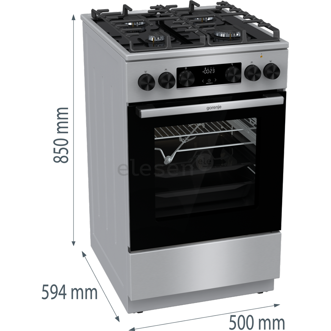 Gorenje, 70 л, нерж. сталь - Отдельностоящая газовая плита с электрической духовкой Товар - GK5C65XV