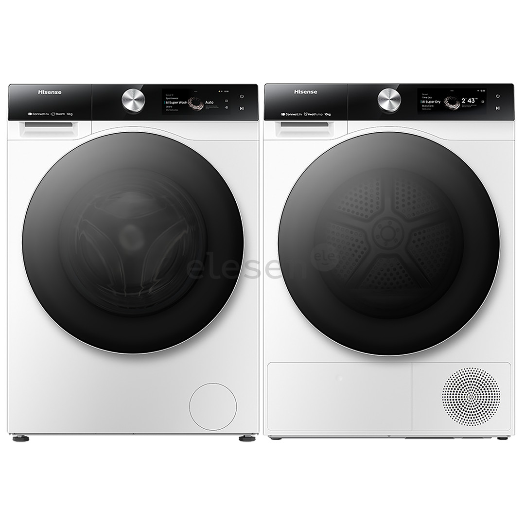Hisense, 12 kg + 10 kg - Washing machine + Clothes dryer