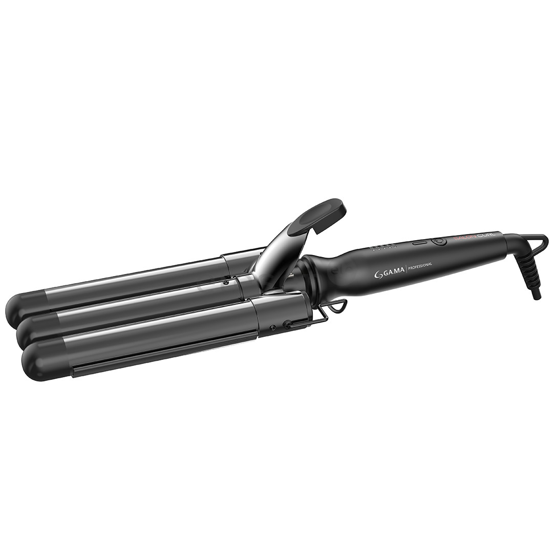 GA.MA Salon Curl, Triferro, 140-220 °C, juodos - Plaukų garbanojimo žnyplės