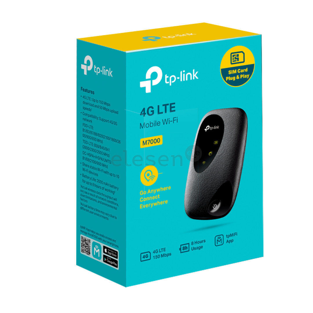 TP-Link M7000, 4G, черный - Портативный WiFi-роутер