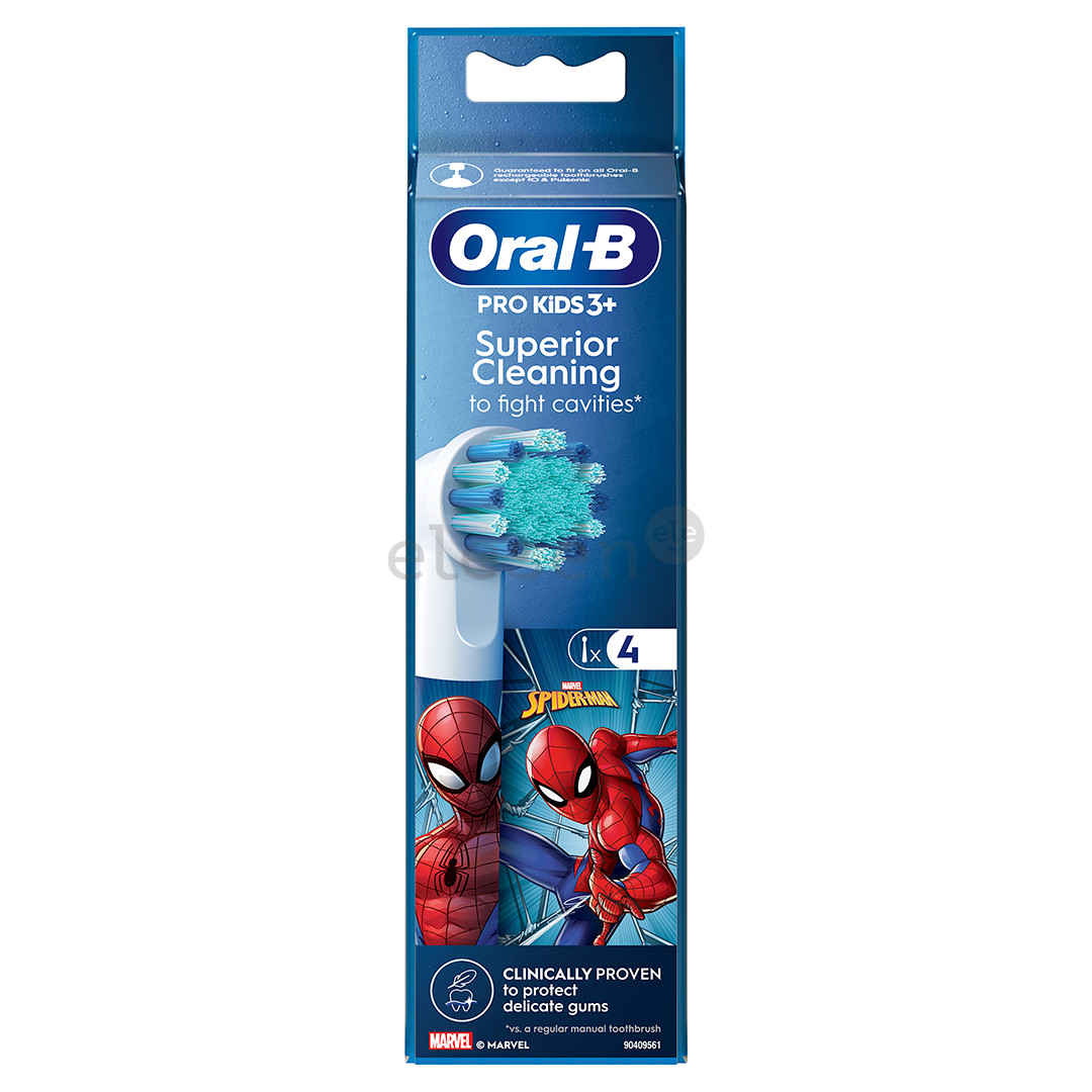 Dantų šepetėlių antgaliai Braun Oral-B, Kids Spiderman, 4 vnt. Prekė - EB10-4/SPIDERMAN