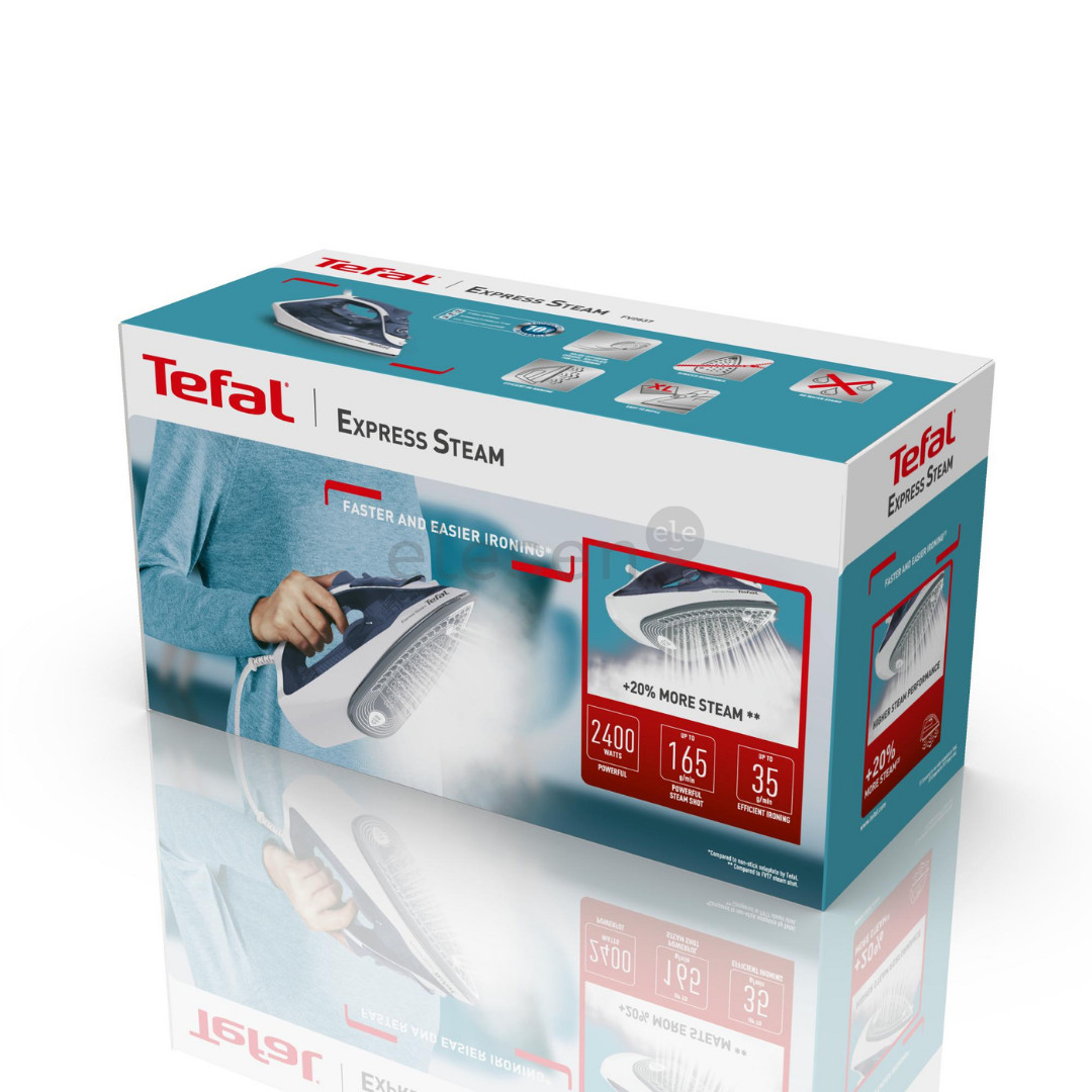 Tefal Express Steam, 2400 W, baltas/mėlynas - Garų lygintuvas