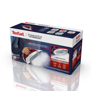 Tefal Ultragliss Plus, 2800 W, tamsiai raudonas/baltas - Garų lygintuvas