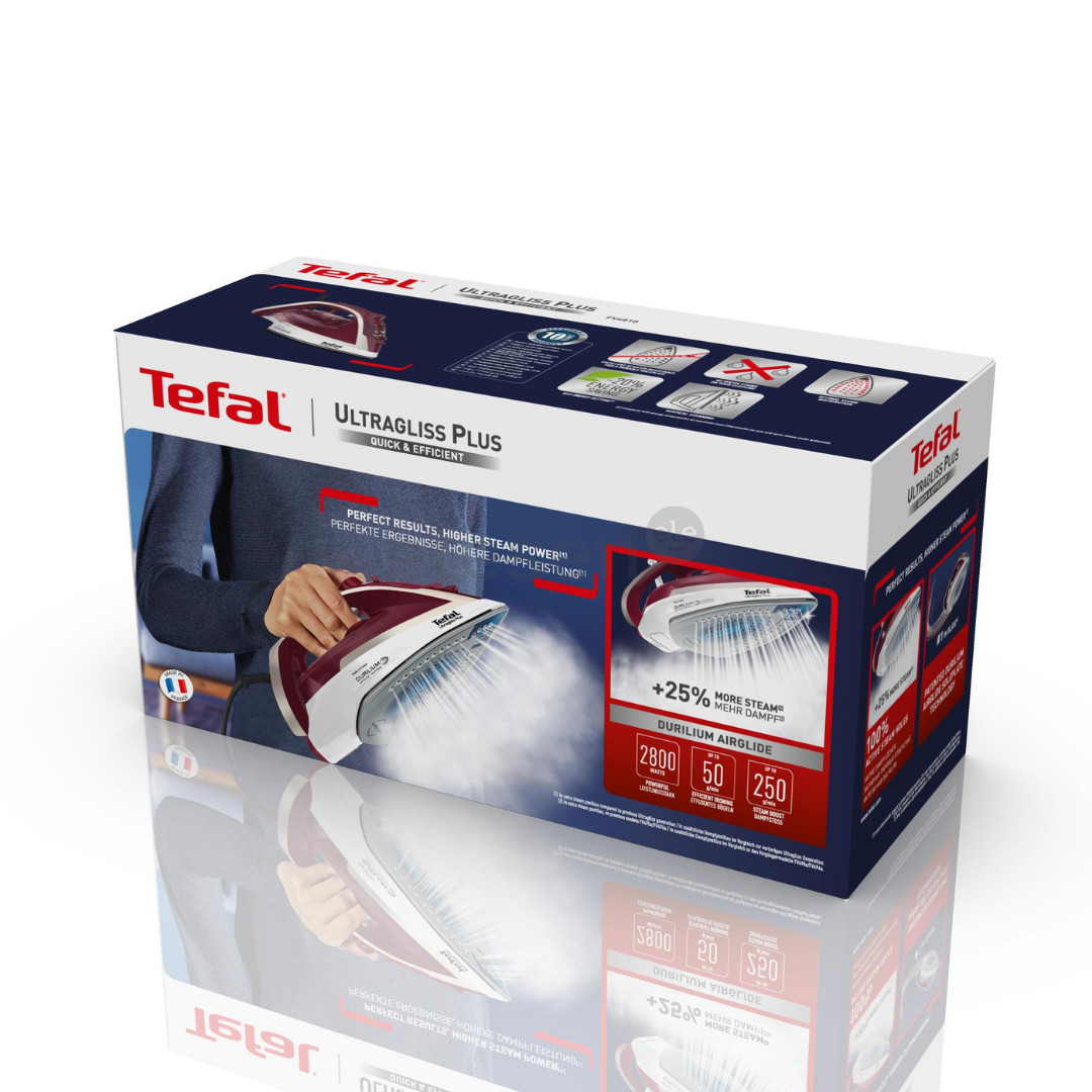 Tefal Ultragliss Plus, 2800 W, tamsiai raudonas/baltas - Garų lygintuvas