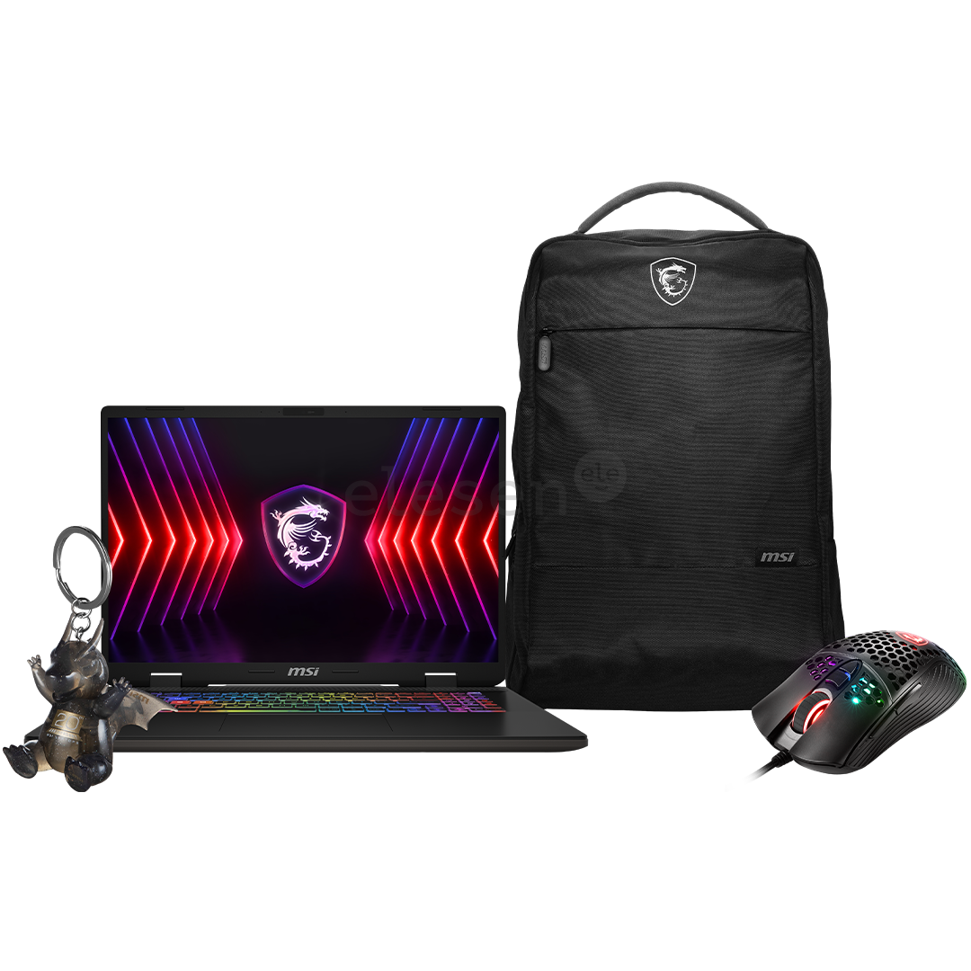 MSI Sword 17 HX B14V 20th Anniversary Bundle, 17'', WQHD+, 240 Hz, i7, 32 GB, 2 TB, RTX 4070, cosmos gray - Notebook bundle