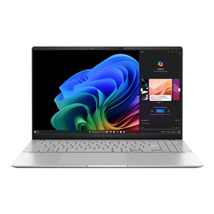 Nešiojamas kompiuteris Asus Vivobook S 15 OLED, 15,6'', 120 Hz, OLED, 3K, X Elite, 32 GB, 1 TB, Copilot+, sidabrinis    Prekė-S5507QA-MA001W S5507QA-MA001W