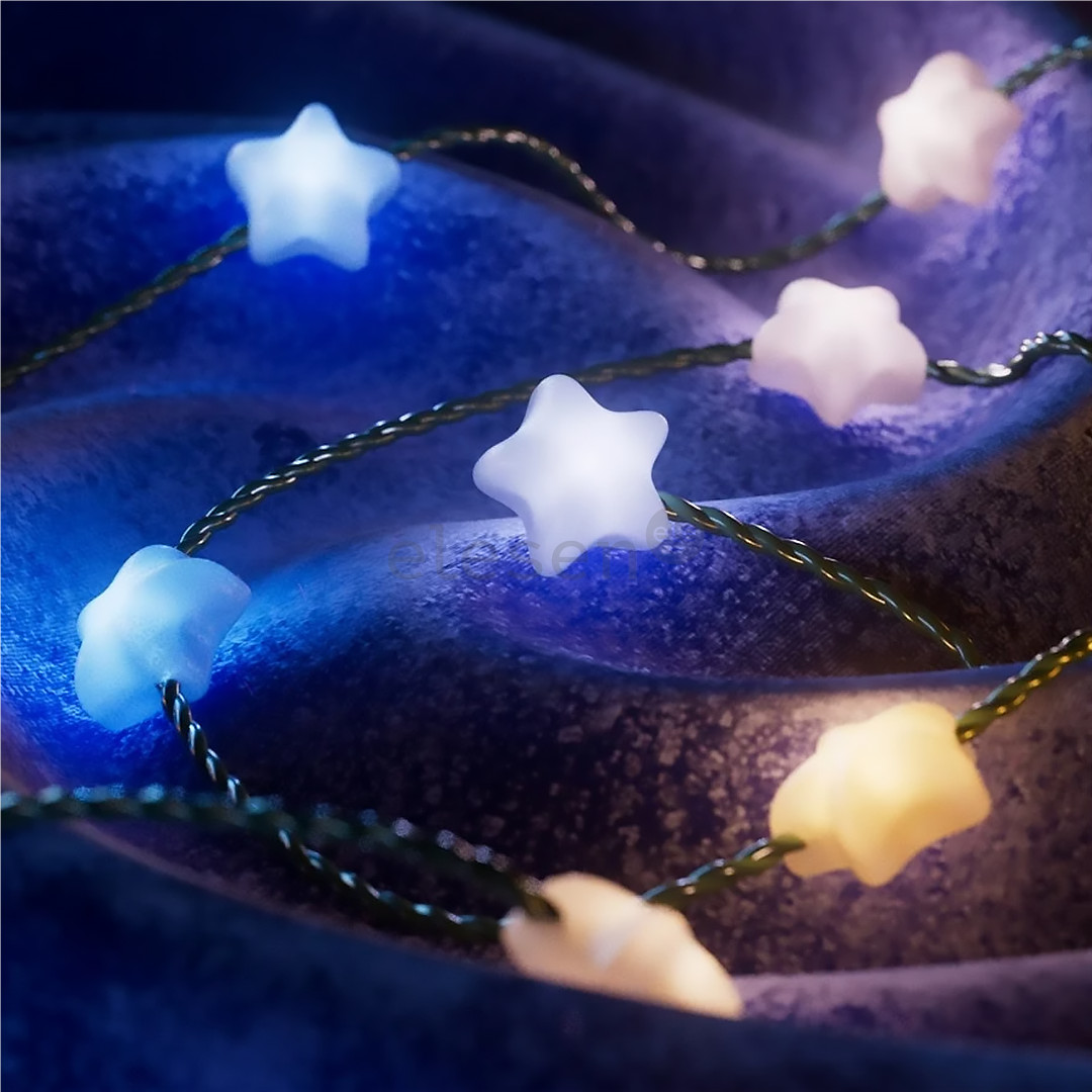 Twinkly Candies Stars, RGB, 200 LED, USB-C, 12 m, žalias laidas - Išmanioji girlianda