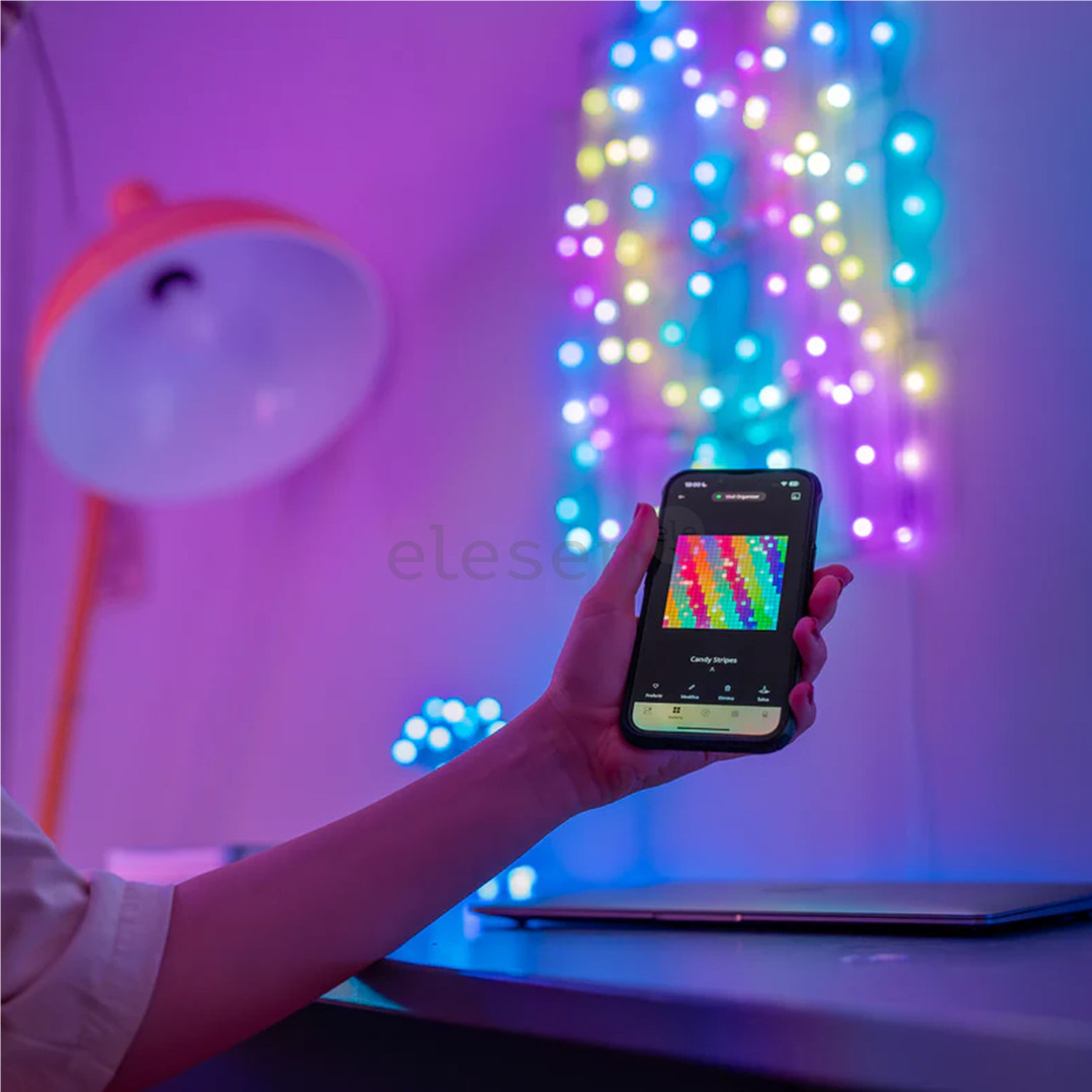 Twinkly Candies Stars, RGB, 200 LED, USB-C, 12 m, žalias laidas - Išmanioji girlianda