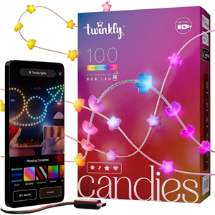 Twinkly Candies Stars, RGB, 100 LED, USB-C, 6 m, skaidrus laidas – Išmanioji girlianda Prekė-TWKS100RGB-T TWKS100RGB-T