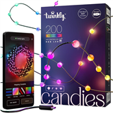 Twinkly Candies Pearls, RGB, 200 LED, USB-C, 12 m, žalias laidas - Išmanioji girlianda Prekė-TWKP200RGB-G