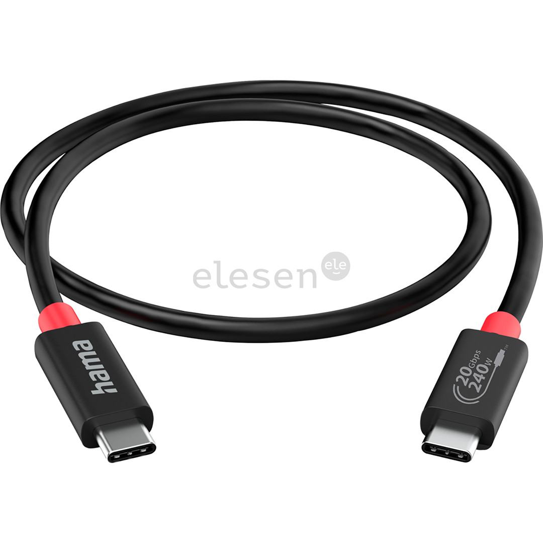 Hama USB-C/USB-C, USB 4.0, 20 Gbit/s, 5 A, 240 W, 2 m - Laidas