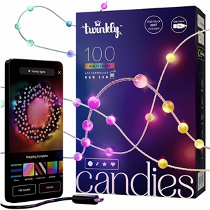 Twinkly Candies Pearls, RGB, 100 LED, USB-C, 6 m, skaidrus laidas - Išmanioji girlianda Prekė-TWKP100RGB-T TWKP100RGB-T