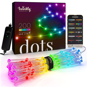 Twinkly Dots, 200 LED, IP20, 10 m, skaidri – Išmanioji lempučių girlianda Prekė-TWD200STP-TEU