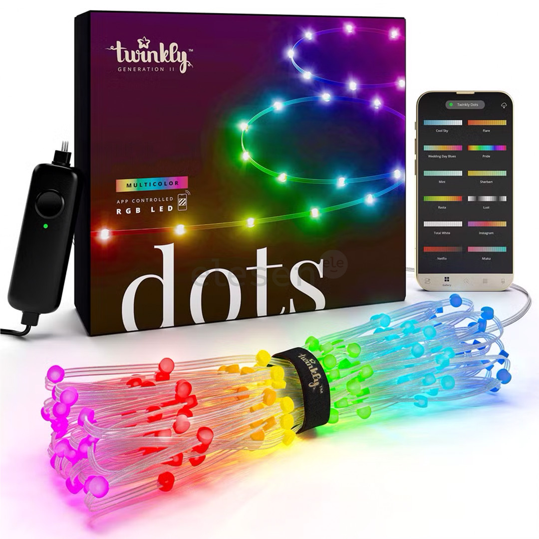 Twinkly Dots, 400 LED, IP20, 20 m, skaidri - Išmanioji lempučių girlianda