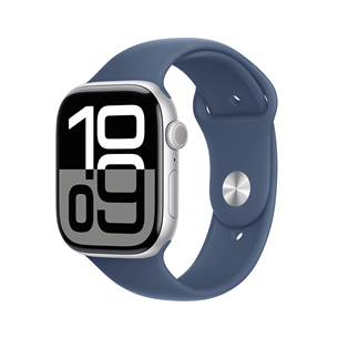 Išmanusis laikrodis Apple Watch Series 10 GPS, 46 mm, sport band, M/L, silver aluminium / denim  Prekė-MWWM3ET/A MWWM3ET/A