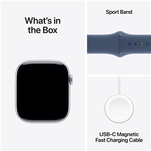 Išmanusis laikrodis Apple Watch Series 10 GPS, 46 mm, sport band, M/L, silver aluminium / denim  Prekė-MWWM3ET/A