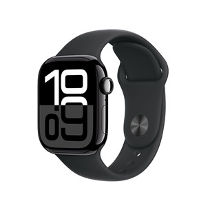 Apple Watch Series 10 GPS + Cellular, 42 mm, sport band, S/M, juodo aliuminio spalvos / juodas - Išmanusis laikrodis MWX63ET/A