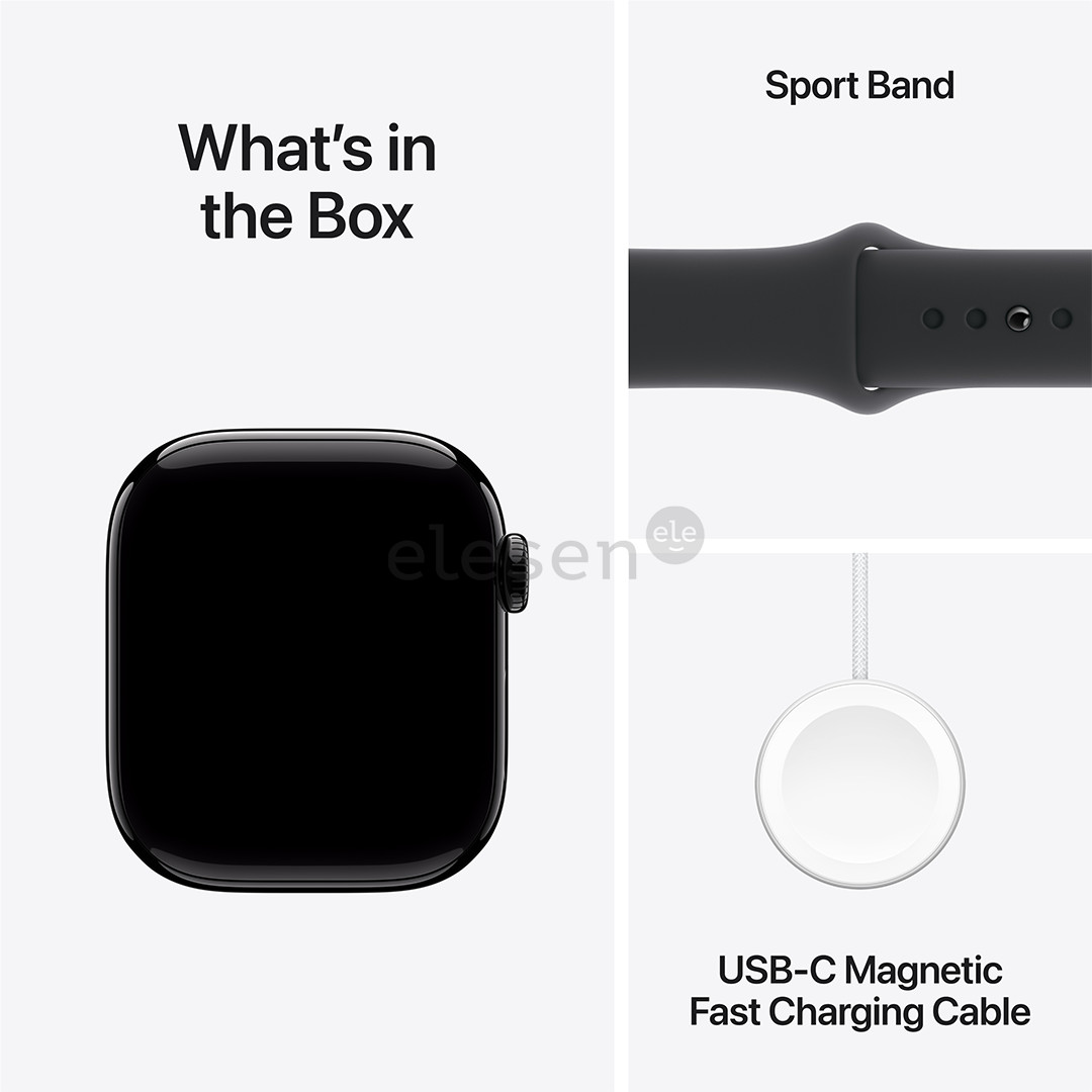 Apple Watch Series 10 GPS + Cellular, 42 mm, sport band, S/M, juodo aliuminio spalvos / juodas - Išmanusis laikrodis