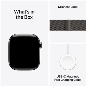 Išmanusis telefonas Apple Watch Series 10 GPS + Cellular, 42 mm, Milanese loop, slate titanium / slate  Prekė-MX053ET/A