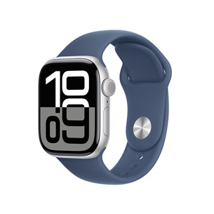 Apple Watch Series 10 GPS + Cellular, 46 mm, sport band, M/L, sidabrinio aliuminio spalvos / mėlynas - Išmanusis laikrodis MWY13ET/A