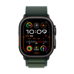 Išmanusis laikrodis Apple Watch Ultra 2, 49 mm, Alpine Loop, Medium, black titanium / dark green   Prekė-MX4R3EL/A