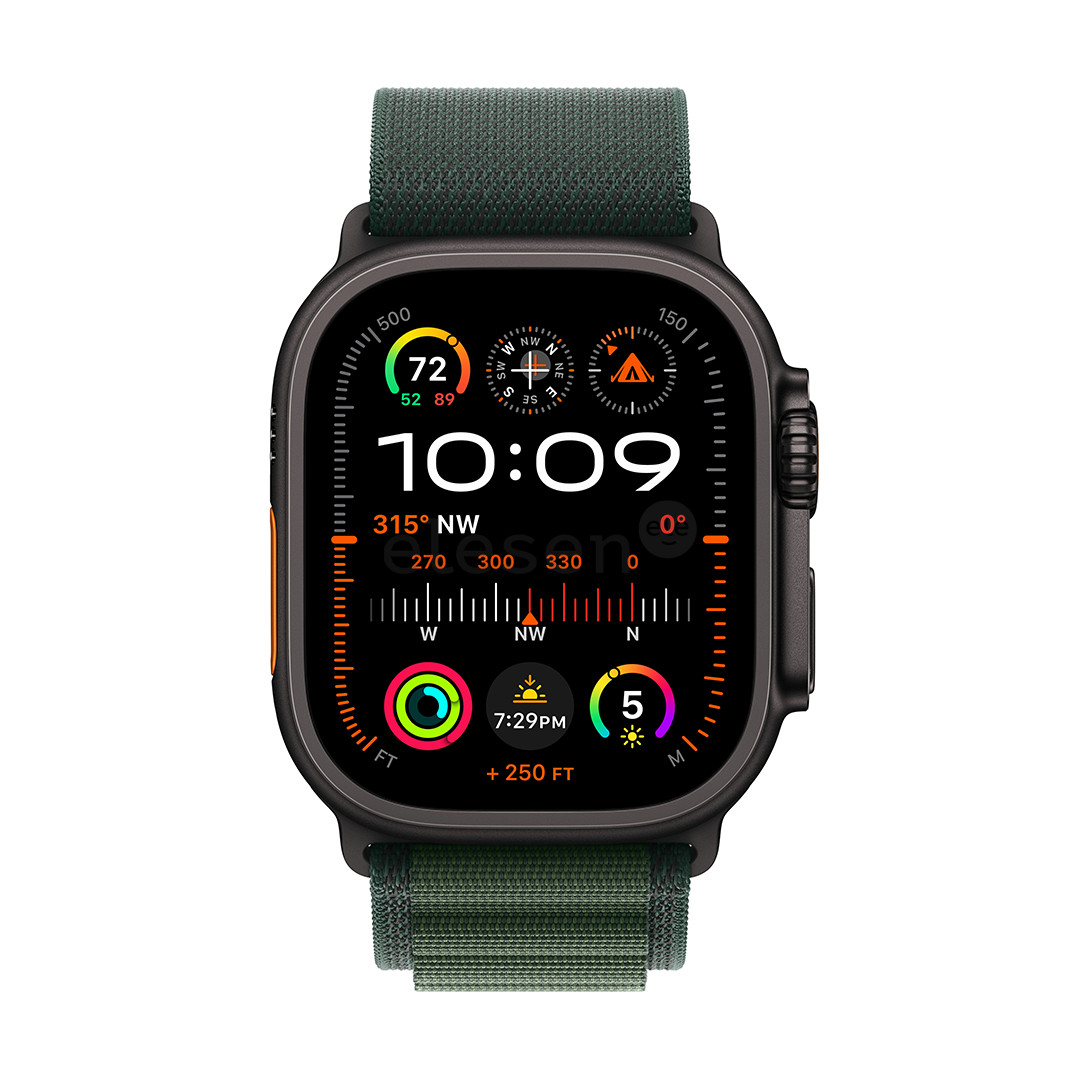 Apple Watch Ultra 2, 49 mm, Alpine Loop, Medium, black titanium / dark green - Smartwatch