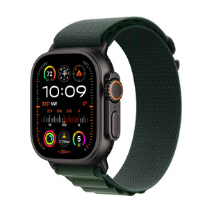 Apple Watch Ultra 2, 49 mm, Alpine Loop, Large, juodo titano spalvos / tamsiai žalias - Išmanusis laikrodis MX4T3EL/A