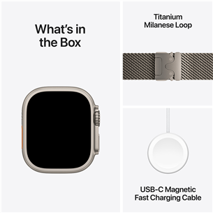 Išmanusis laikrodis Apple Watch Ultra 2, 49 mm, Titanium Milanese Loop, Medium, natural   Prekė-MX5R3EL/A