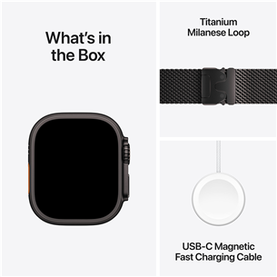 Išmanusis laikrodis Apple Watch Ultra 2, 49 mm, Titanium Milanese Loop, Large, black titanium / black  Prekė-MX5V3EL/A