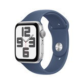 Apple Watch SE, 44 мм, GPS, sport band, S/M, серебристый алюминий / синий - Смарт-часы